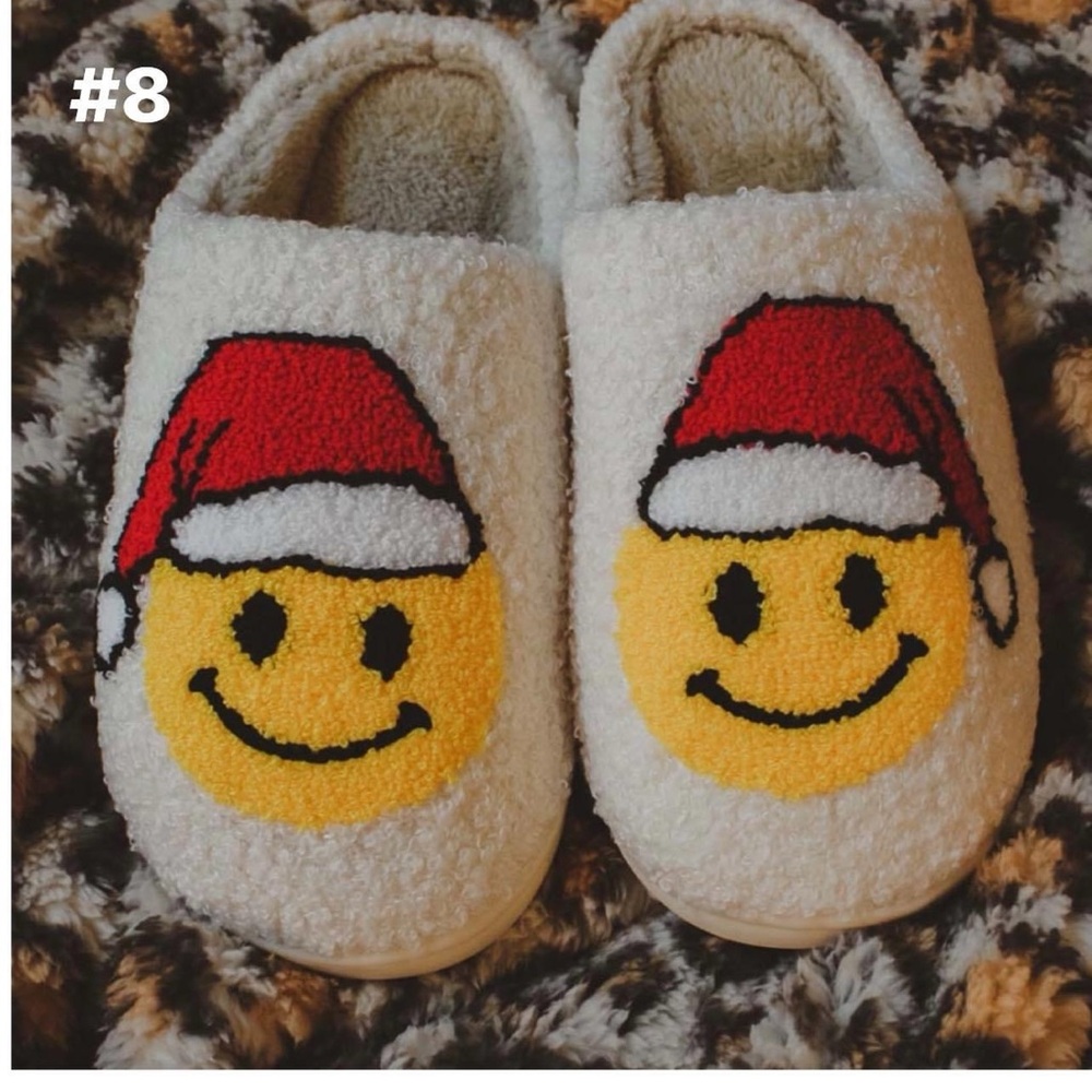 Santa smiley face slippers
